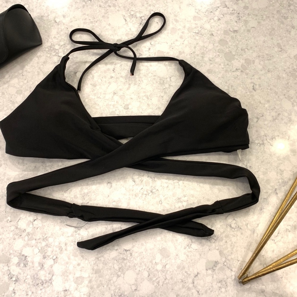 Black wrap bikini top
